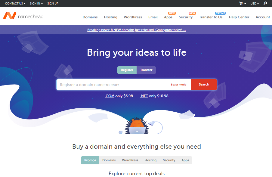Namecheap 域名购买和注册流程和优惠码（2021）