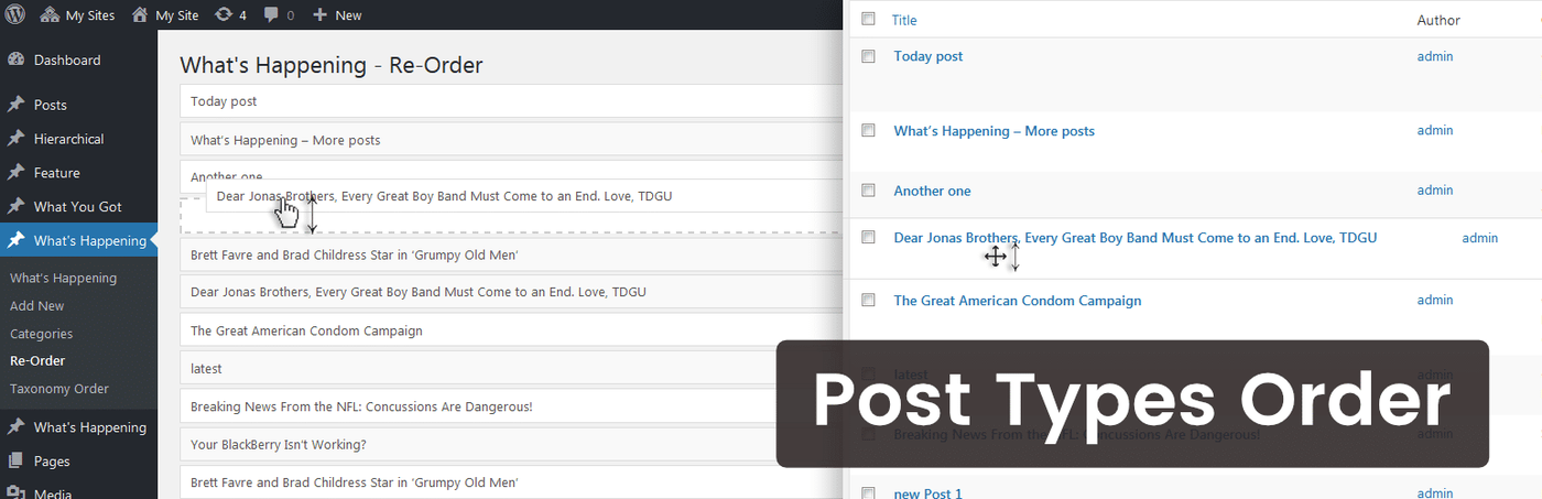 Post Types Order插件